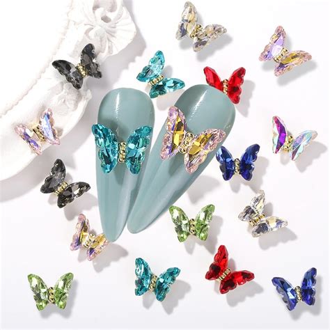 Amazon Krtbkr Pcs Alloy Butterfly Nail Charms Gems Rhinestones