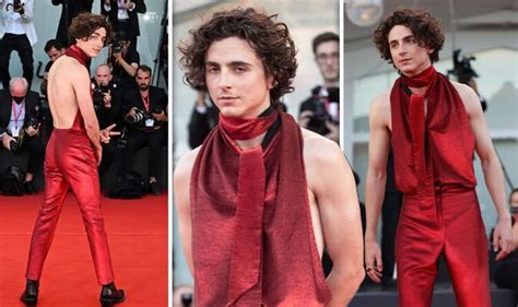 Timoth E Chalamet Wows In Daring Backless Red Jumpsuit At Venice Film