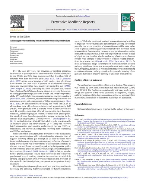 Pdf Assessing Effective Smoking Cessation Intervention In Primary Care