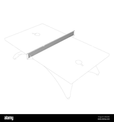 Outline Of A Tennis Table With Rackets From Black Lines Isolated On A