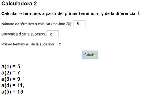 Calculadoras de Progresiones Aritméticas Didactalia material educativo