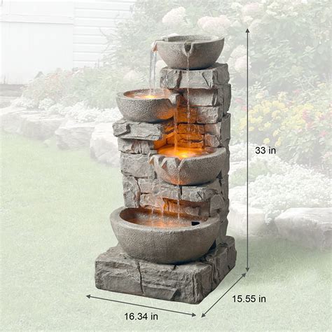 Buy Teamson Home Outdoor Cascading Bowls And Stacked Stone Gallons