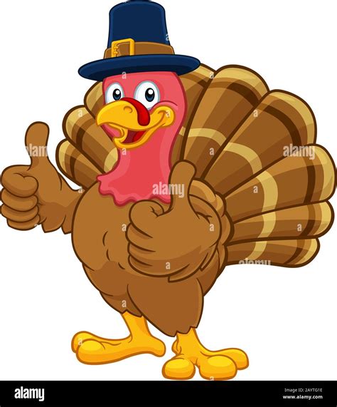 Turkey Pilgrim Hat Thanksgiving Cartoon Character Stock Vector Image