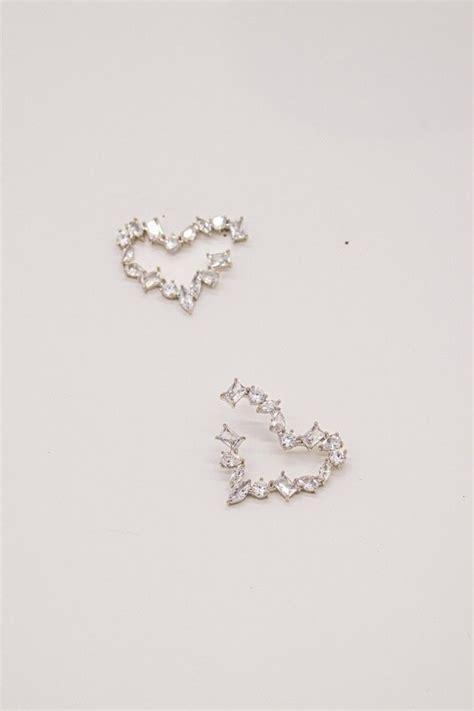 Large Clear Crystal Heart Earrings