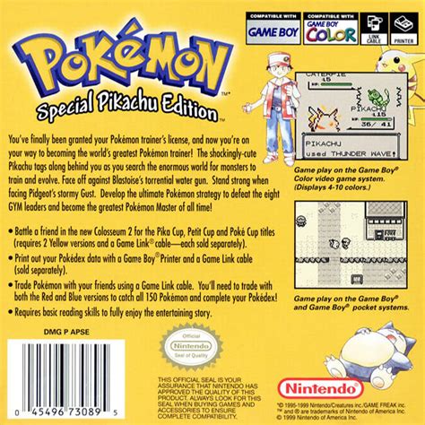 Game Pok Mon Yellow Version Special Pikachu Edition Game Boy