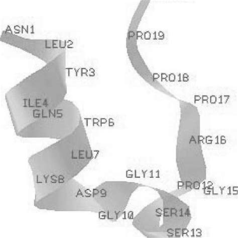 NMR Structure Of Trp Cage Protein 1l2y Labels On Graph Mark Amino