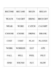 Past Simple Irregular Verbs Memory Game Esl Worksheet By Junika