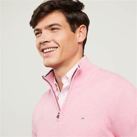 Pull rose Eden Park à col montant zippé Pull Homme Eden Park Ventes