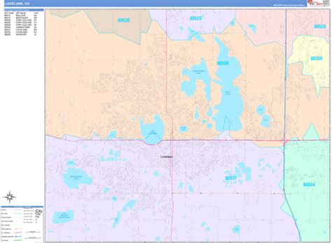 Loveland Colorado Wall Map (Color Cast Style) by MarketMAPS - MapSales