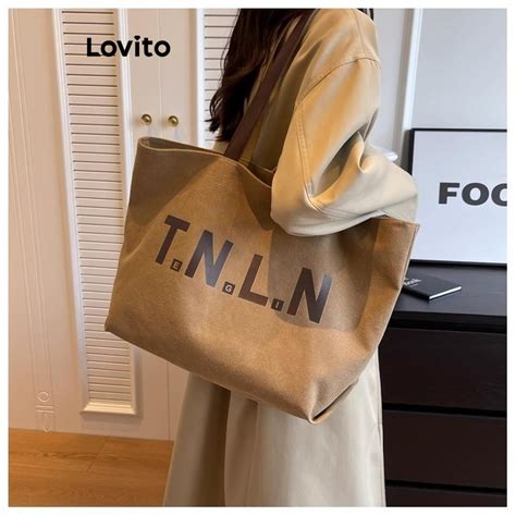 Lovito Women Casual Letter High Capacity Commute Office Workers Student