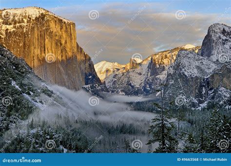 Fog In Yosemite Valley With El Capitan And Half Dome Yosemite National