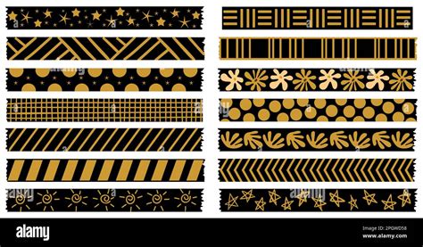 Washi Tapes Gold And Black Collection Vector Stock Vector Image And Art