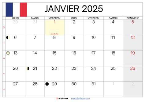 Calendrier Janvier 2025 À Imprimer