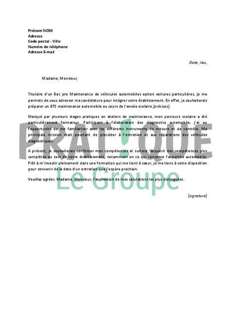 Lettre De Motivation Pour Un Bts Maintenance Automobile Pratique Fr