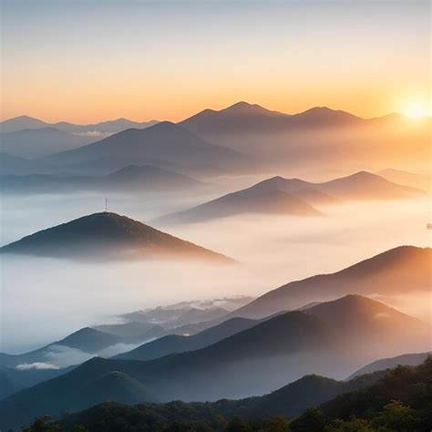 Premium Photo Seoraksan Mountains Is Covered By Morning Fog Generated