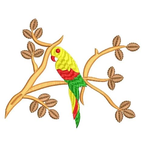 Colorful Indian Parrot Embroidery Design