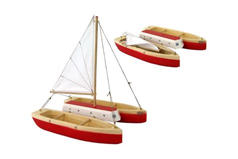 Ogas 2246 Katamaran Holzboot ca 25 cm lang aus Holz schwimmfähig