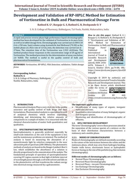 Development And Validation Of Rp Hplc Method For Estimation Of Vortioxetine In Bulk And