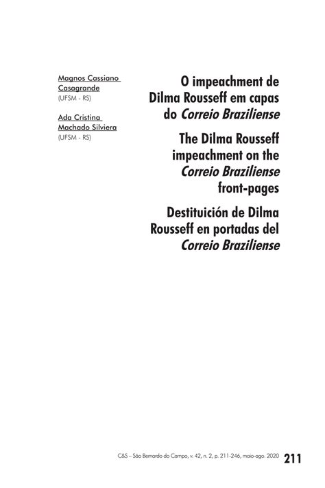 Pdf O Impeachment De Dilma Rousseff Em Capas Do Correio Braziliense