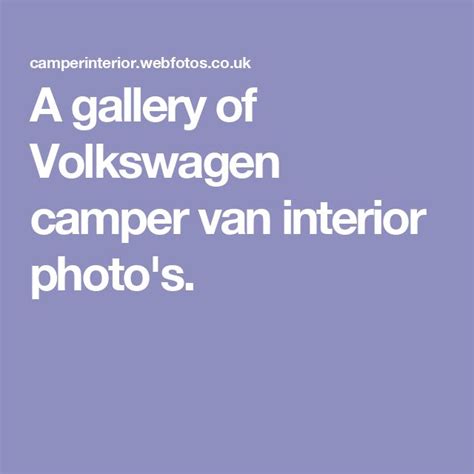 A gallery of Volkswagen camper van interior photo's. | Campervan ...