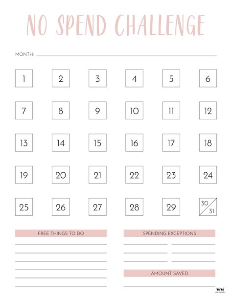 No Spend Challenge Printables Printabulls