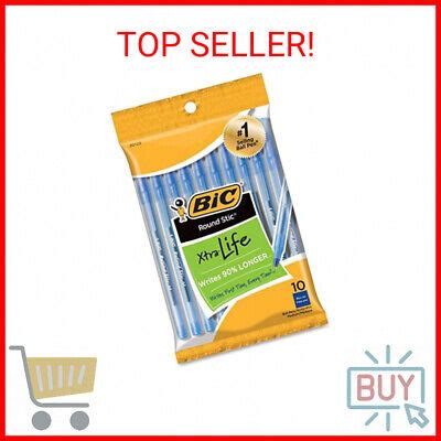 BIC Round Stic Ball Pens Stick Blue Medium Point 10 Pack EBay