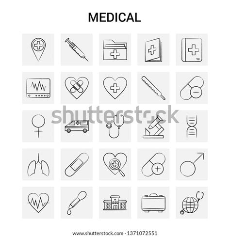 Hand Drawn Medical Icon Set Stock Vector Royalty Free