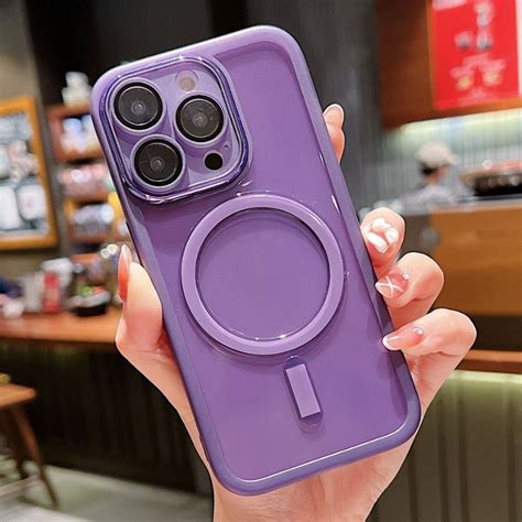 HOCE Solid Color With Lens Film Magnetic Clear Phone Case For Iphone 14