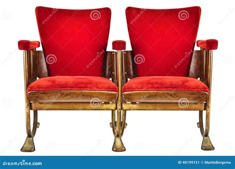 Two Vintage Movie Theater Chairs Isolated On White Stock Photo - Image ...