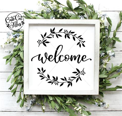 Welcome Wreath SVG PNG DXF Welcome Sign Svg Welcome Mat Etsy