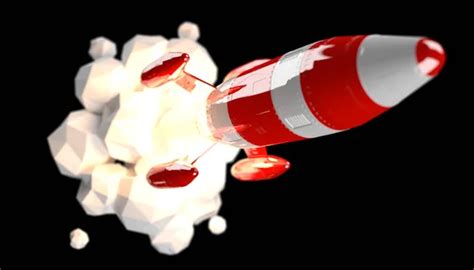 Red And White Rocket Launching 3d Rendering — Stock Photo © Sdecoret