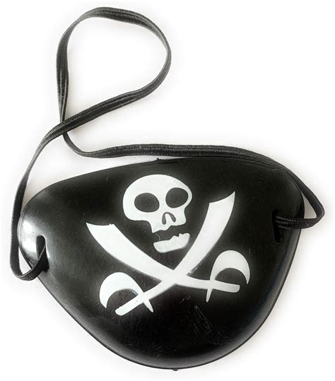 Pirate Eye Patch Black Fancy Dress Costume With White Skull and ...