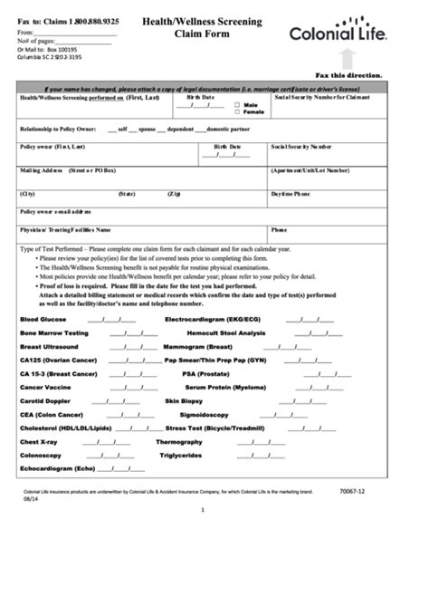 Colonial Life Printable Claim Forms Printable Forms Free Online