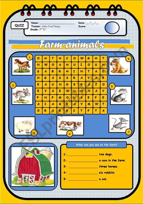 Farm Animals Esl Worksheet By Sulin