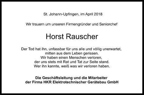 Traueranzeigen Von Horst Rauscher Trauer Gea De