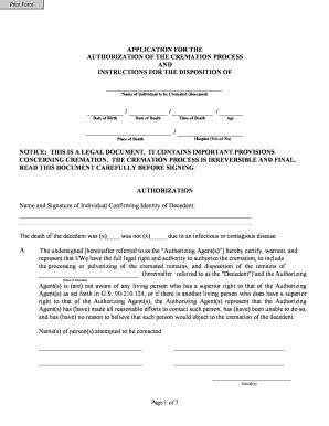 Fillable Online Cremation Authorization Form Pdf Twiford Funeral