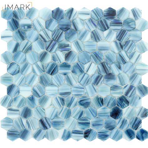 Hexagon Dark Blue Recycled Glass Tile Mosaic Tile Backsplash Tile ...