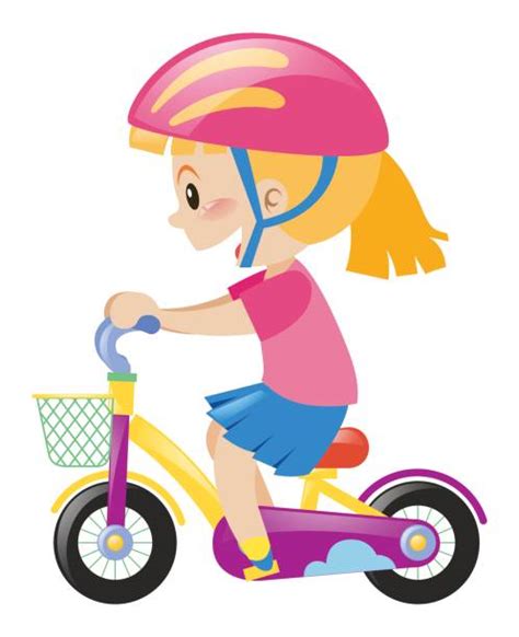 Clip Art Of Asian Girl Riding Bike Illustrations Royalty Free Vector