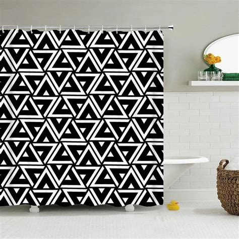 Black White Geometry Shower Curtains Waterproof Bathroom Curtain 3d