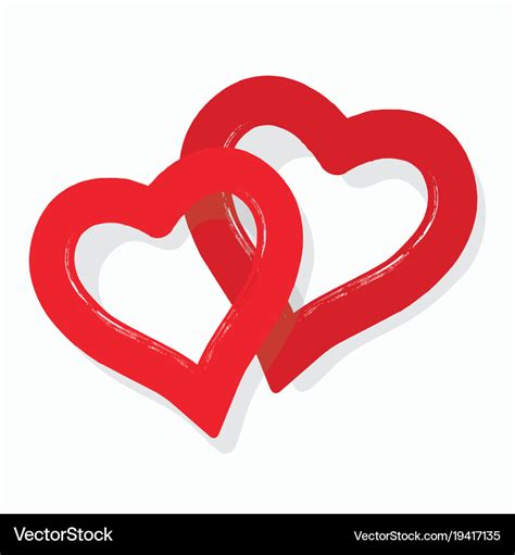 Cute Abstract Red Couple Hearts Stickers Icon Vector Image