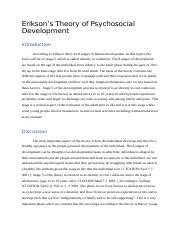 Erikson Psychosocial Stage Docx Erikson S Theory Of Psychosocial