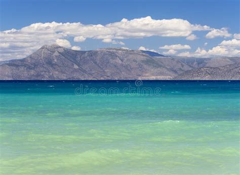 Ionian Sea In The Gulf Of Corinth Against The Background Of Mountains