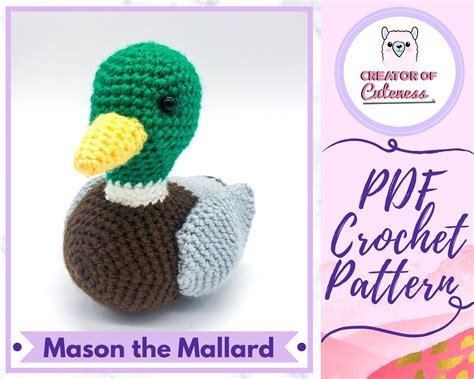 Crochet Mallard Pattern Mason The Mallard Adorable Duck Etsy Uk