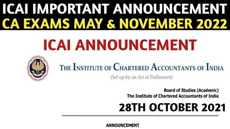 Icai Important Announcement Ca Exams May November Icai