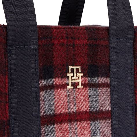 Torebka Tommy Hilfiger Th Identity Small Tote Check Aw Aw Check