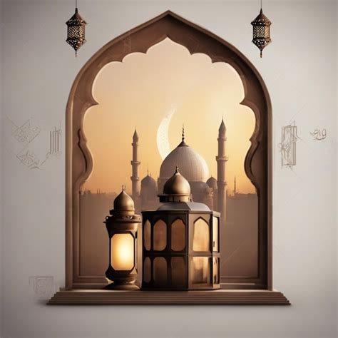 Premium Photo Eid Al Fitr Poster Template With Lantern And Mosque