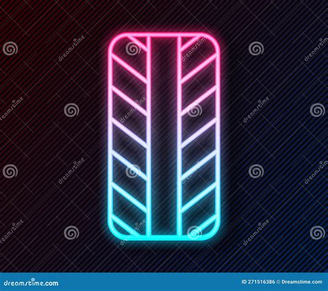 Glowing Neon Line Car Tire Wheel Icon Isolated On Black Background