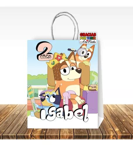 Bolsas Personalizadas Cumplea Os Bluey Un D Etiqueta Cuotas