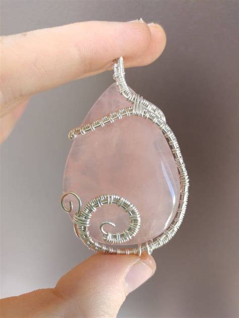 Rose Quartz Silver Wire Wrapped Pendant Silver Wire Jewelry Wire