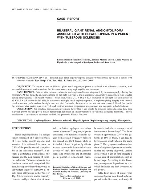 Pdf Bilateral Giant Renal Angiomyolipoma Associated With Hepatic